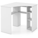 Corner Computer Desk with Adjustable Shelf and Arc-Shaped Design