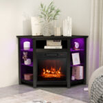 Corner Fireplace TV Stand with LED Lights and Smart Control