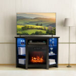 Corner Fireplace TV Stand with LED Lights and Smart Control
