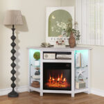 Corner Fireplace TV Stand with LED Lights and Smart Control