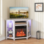 Corner Fireplace TV Stand with LED Lights and Smart Control
