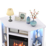 Corner Fireplace TV Stand with LED Lights and Smart Control