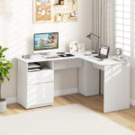 Corner-Fit L-Shaped Desk with Drawers and Cable Management 22 Corner-Fit L-Shaped Desk with Drawers and Cable Management