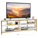 Corner TV Stand with Charging Station for TVs up to 65 Inches