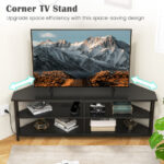 Corner TV Stand with Charging Station for TVs up to 65 Inches