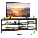 Corner TV Stand with Charging Station for TVs up to 65 Inches