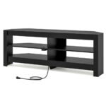 Corner TV Stand with Power Outlet and Open Storage Shelves 32 Corner TV Stand with Power Outlet and Open Storage Shelves
