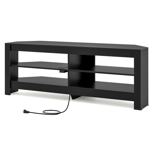Corner TV Stand with Power Outlet and Open Storage Shelves 11 Corner TV Stand with Power Outlet and Open Storage Shelves - Image 11