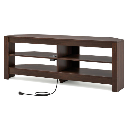 Corner TV Stand with Power Outlet and Open Storage Shelves 18 Corner TV Stand with Power Outlet and Open Storage Shelves - Image 18