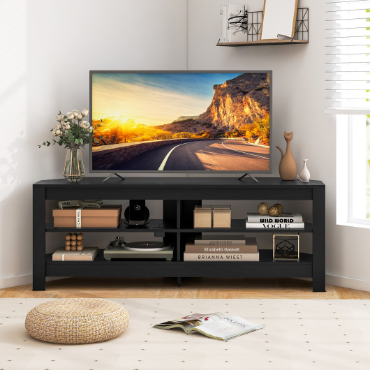Corner TV Stand with Power Outlet and Open Storage Shelves 8 Corner TV Stand with Power Outlet and Open Storage Shelves - Image 8