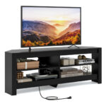 Corner TV Stand with Power Outlet and Open Storage Shelves 31 Corner TV Stand with Power Outlet and Open Storage Shelves