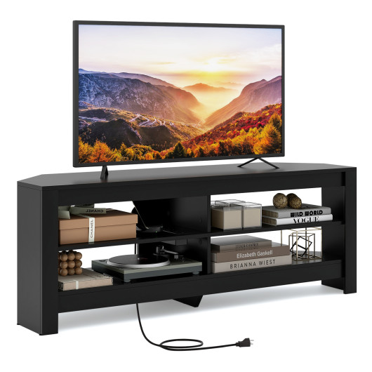 Corner TV Stand with Power Outlet and Open Storage Shelves 10 Corner TV Stand with Power Outlet and Open Storage Shelves - Image 10