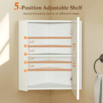 Corner Wall Cabinet with Mirror Door and Adjustable Shelf