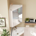 Corner Wall Cabinet with Mirror Door and Adjustable Shelf
