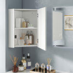 Corner Wall Cabinet with Mirror Door and Adjustable Shelf