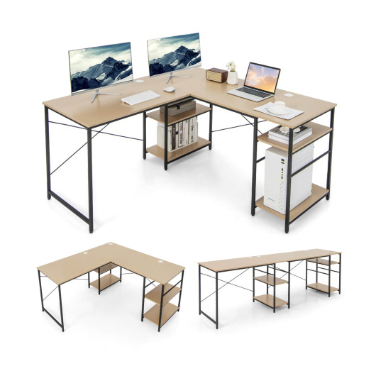 Corner or Long L Shaped Desk with Shelves and Cable Holes 11 Corner or Long L Shaped Desk with Shelves and Cable Holes - Image 11