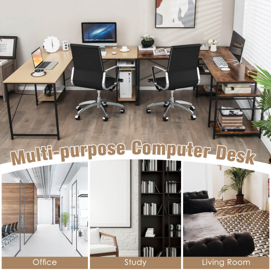 Corner or Long L Shaped Desk with Shelves and Cable Holes 13 Corner or Long L Shaped Desk with Shelves and Cable Holes - Image 13
