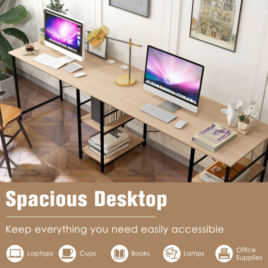 Corner or Long L Shaped Desk with Shelves and Cable Holes 14 Corner or Long L Shaped Desk with Shelves and Cable Holes - Image 14