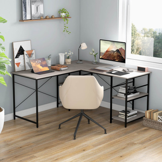 Corner or Long L Shaped Desk with Shelves and Cable Holes 15 Corner or Long L Shaped Desk with Shelves and Cable Holes - Image 15