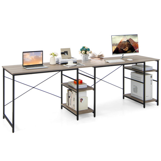 Corner or Long L Shaped Desk with Shelves and Cable Holes 17 Corner or Long L Shaped Desk with Shelves and Cable Holes - Image 17