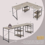 Corner or Long L Shaped Desk with Shelves and Cable Holes 47 Corner or Long L Shaped Desk with Shelves and Cable Holes