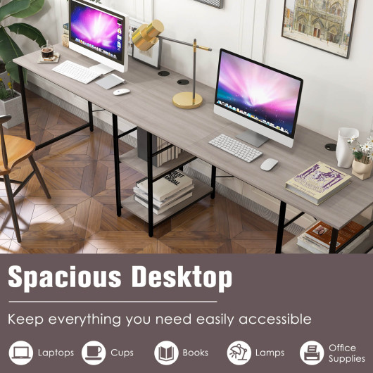 Corner or Long L Shaped Desk with Shelves and Cable Holes 20 Corner or Long L Shaped Desk with Shelves and Cable Holes - Image 20