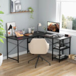 Corner or Long L Shaped Desk with Shelves and Cable Holes 50 Corner or Long L Shaped Desk with Shelves and Cable Holes