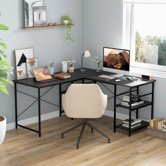 Corner or Long L Shaped Desk with Shelves and Cable Holes 22 Corner or Long L Shaped Desk with Shelves and Cable Holes - Image 22