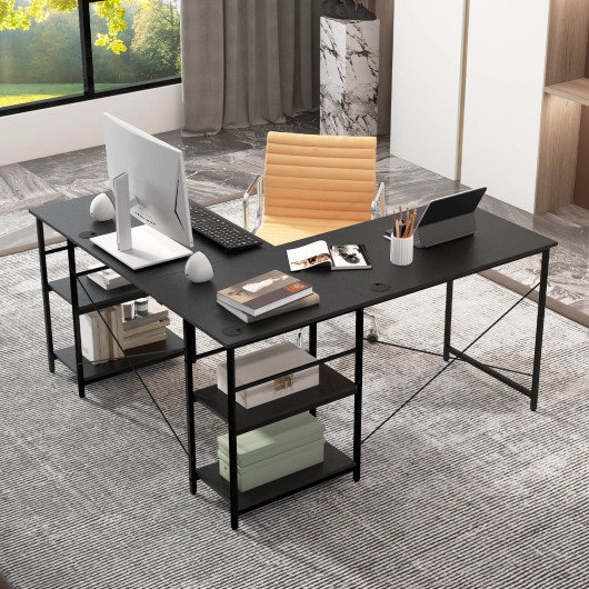 Corner or Long L Shaped Desk with Shelves and Cable Holes 23 Corner or Long L Shaped Desk with Shelves and Cable Holes - Image 23