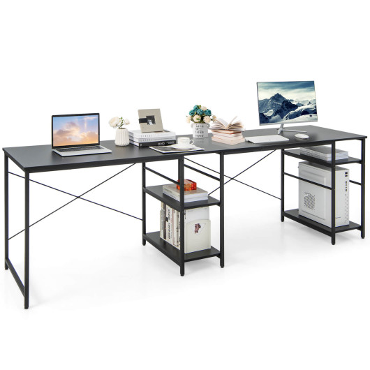 Corner or Long L Shaped Desk with Shelves and Cable Holes 24 Corner or Long L Shaped Desk with Shelves and Cable Holes - Image 24