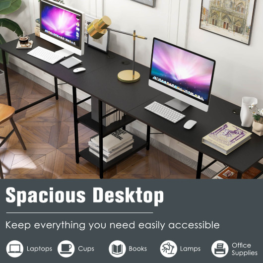 Corner or Long L Shaped Desk with Shelves and Cable Holes 28 Corner or Long L Shaped Desk with Shelves and Cable Holes - Image 28