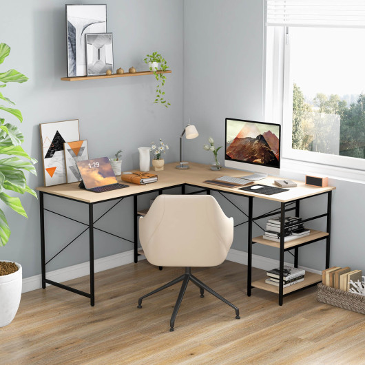 Corner or Long L Shaped Desk with Shelves and Cable Holes 8 Corner or Long L Shaped Desk with Shelves and Cable Holes - Image 8