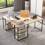 Corner or Long L Shaped Desk with Shelves and Cable Holes 37 Corner or Long L Shaped Desk with Shelves and Cable Holes