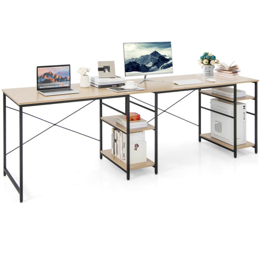 Corner or Long L Shaped Desk with Shelves and Cable Holes 10 Corner or Long L Shaped Desk with Shelves and Cable Holes - Image 10