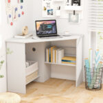 Compact Corner Computer Desk with Storage Shelves and Cable Management