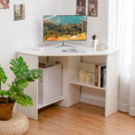 Compact Corner Computer Desk with Storage Shelves and Cable Management