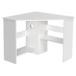 Compact Corner Computer Desk with Storage Shelves and Cable Management
