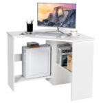 Compact Corner Computer Desk with Storage Shelves and Cable Management