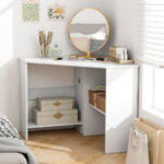 Compact Corner Computer Desk with Storage Shelves and Cable Management