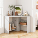 Compact Corner Computer Desk with Storage Shelves and Cable Management