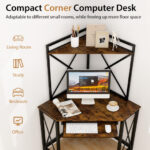 Space-Saving Corner Desk with Hutch, Keyboard Tray, and Charging Station