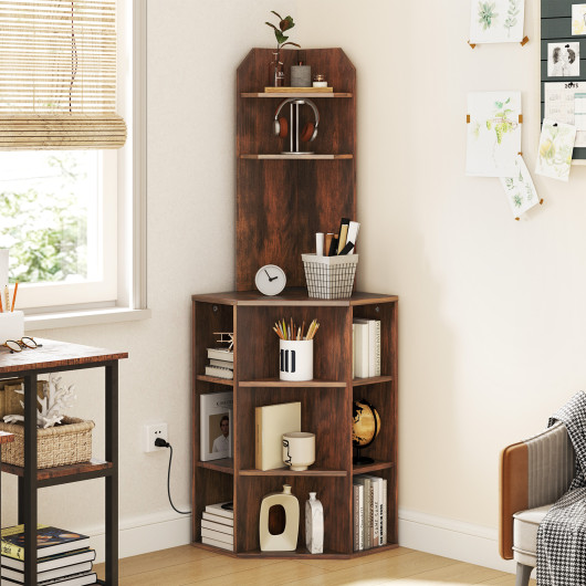 6 Tier Corner Shelf with USB Ports and Charging Station