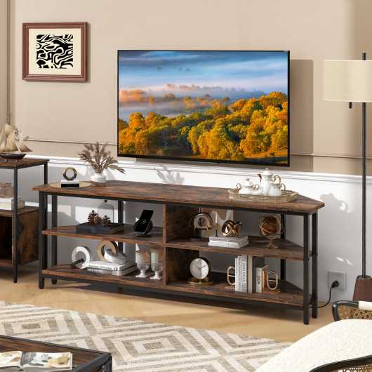 Corner TV Stand with Charging Station for TVs up to 65 Inches