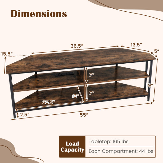 Corner TV Stand with Charging Station for TVs up to 65 Inches - Image 5