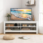 Corner TV Stand with Power Outlet and Open Storage Shelves 22 Corner TV Stand with Power Outlet and Open Storage Shelves