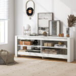 Corner TV Stand with Power Outlet and Open Storage Shelves 23 Corner TV Stand with Power Outlet and Open Storage Shelves