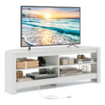 Corner TV Stand with Power Outlet and Open Storage Shelves 24 Corner TV Stand with Power Outlet and Open Storage Shelves