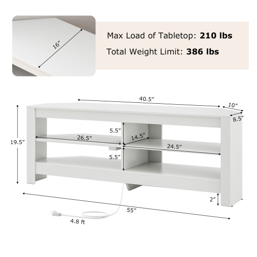 Corner TV Stand with Power Outlet and Open Storage Shelves 5 Corner TV Stand with Power Outlet and Open Storage Shelves - Image 5