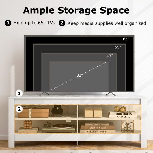 Corner TV Stand with Power Outlet and Open Storage Shelves 7 Corner TV Stand with Power Outlet and Open Storage Shelves - Image 7