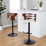 Cosi Mid-Century Modern Adjustable Barstool Cream Faux Leather (Set of 2) 16 Cosi Mid-Century Modern Adjustable Barstool Cream Faux Leather (Set of 2)